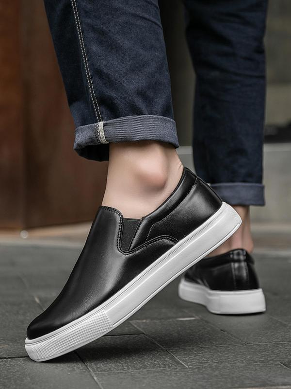 Men's Fashionable Solid Color Slip on Skate Shoes, Casual Comfortable Non-slip Skate Shoes, Business Male Shoes for Daily Wear