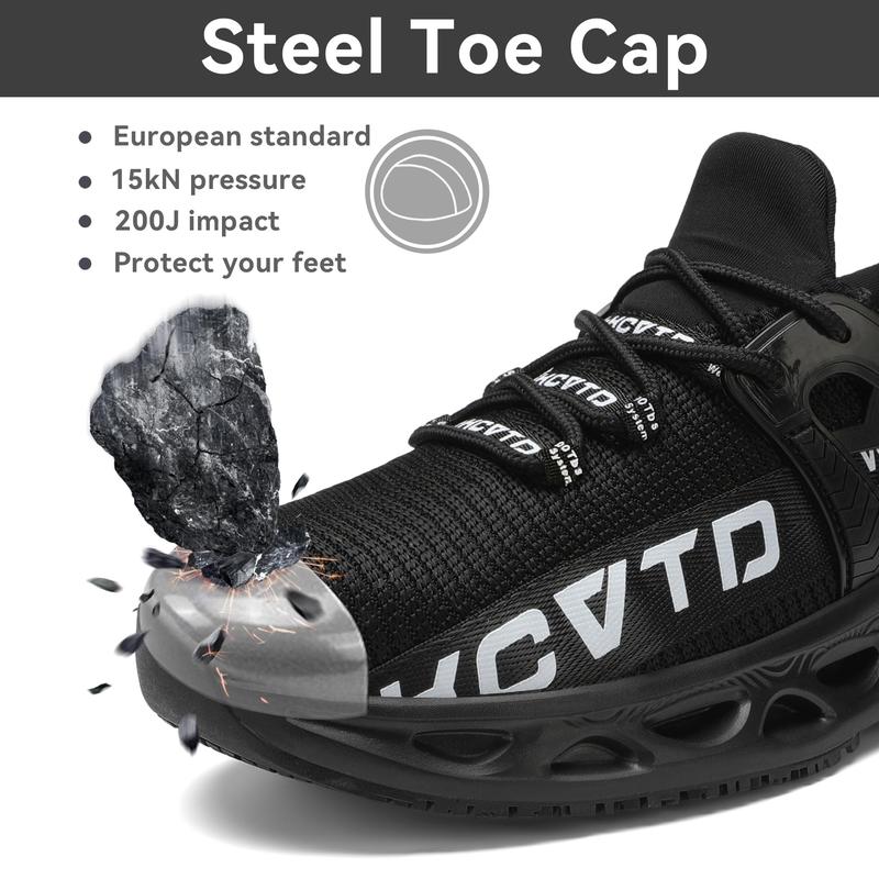 Mens Steel Toe Sneakers Womens Indestructible Work Shoes Lightweight Comfortable Safety Shoes Slip-Resistant Composite Toe Shoes for Construction, PU Sole for Daily Casual Wear in Spring Summer