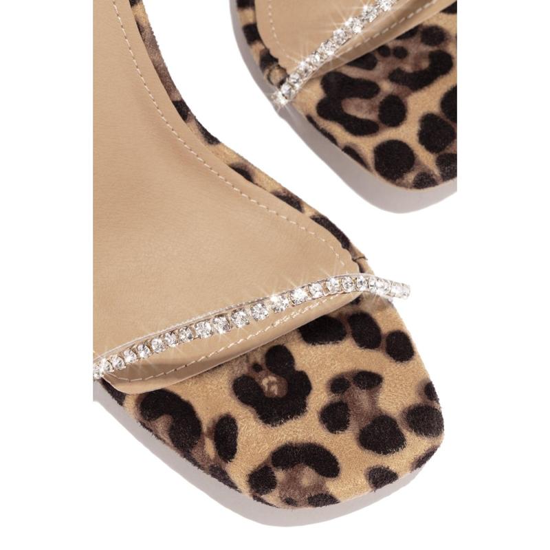 Dubai Embellished Mule Heels - Leopard