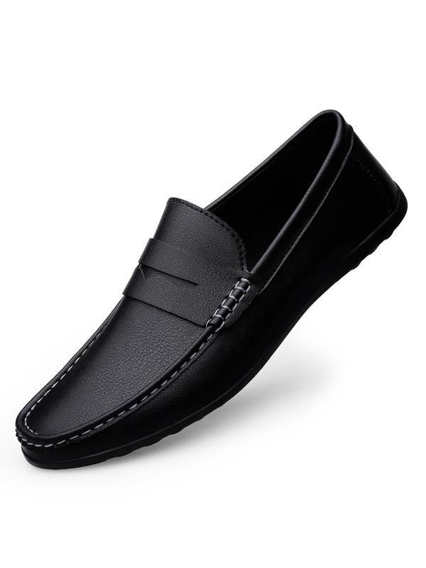 Men's 1 Pair Minimalist Plain Round Toe Slip-on Shoes, Casual Business Style Flat Shoes For Daily Wear, Lightweight Breathable Comfortable Shoes