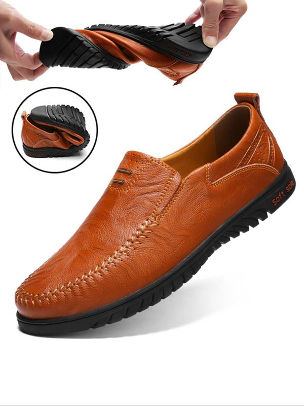 Men's Fashionable Plain Color Slip on Loafers, Casual Comfortable Soft Sole Non-slip Shoes, All-match Commuter Shoes for Work & Daily Wear