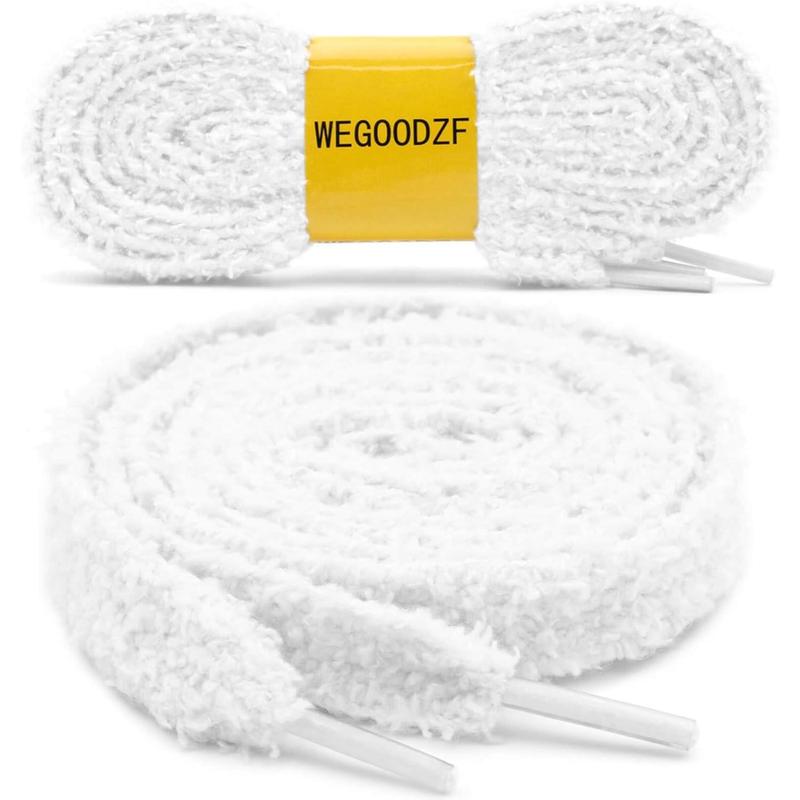 Flat fuzzy shoe laces: soft wide plush shoelaces 2 pair