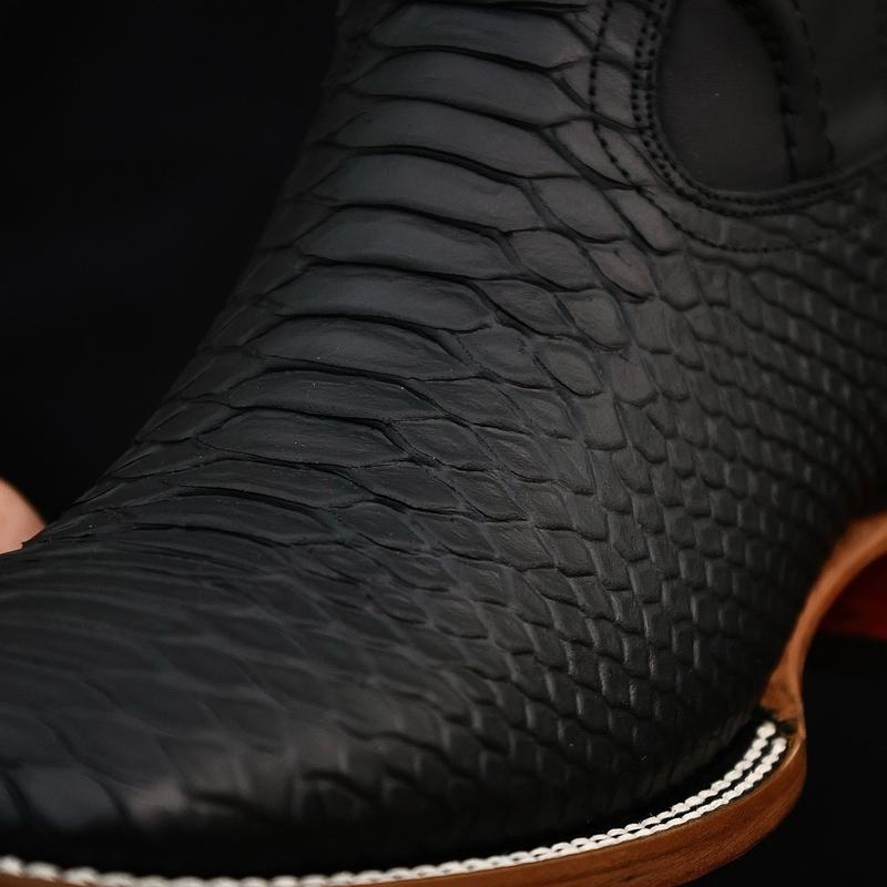 Men’s Matte Black Python Leather Boots