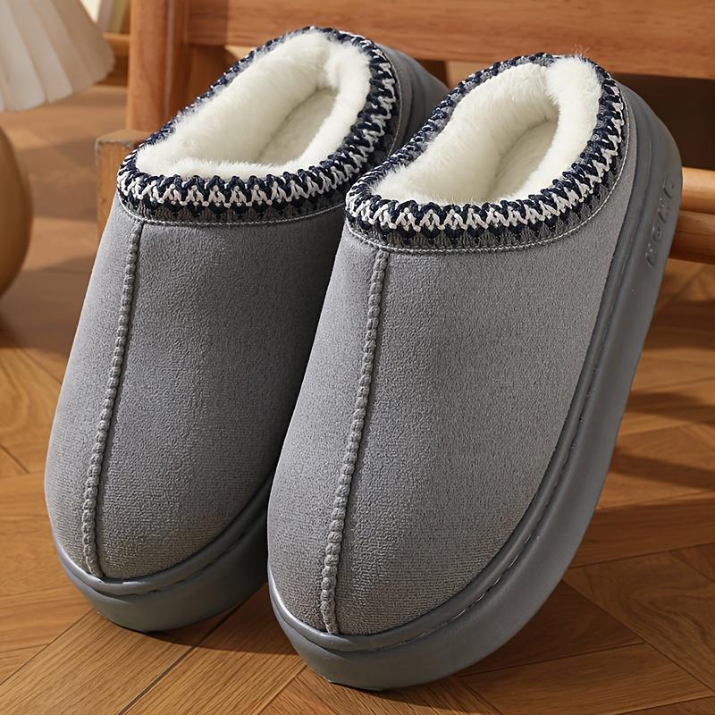 A Comfortable Neutral Casual Slipper with Memory Foam Insole, Warm Fabric Lining, Stitched Upper Design and Non-Slip Rubber Outsole-Portable Indoor Shoes Suitable for All Seasons