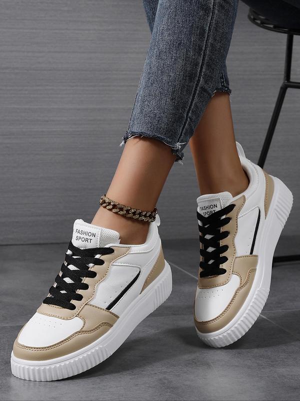 Women's Fashionable Letter Design Lace Up Sneakers, Casual Comfortable Breathable Sports Running Shoes, All-match Basic Shoes for Daily Wear