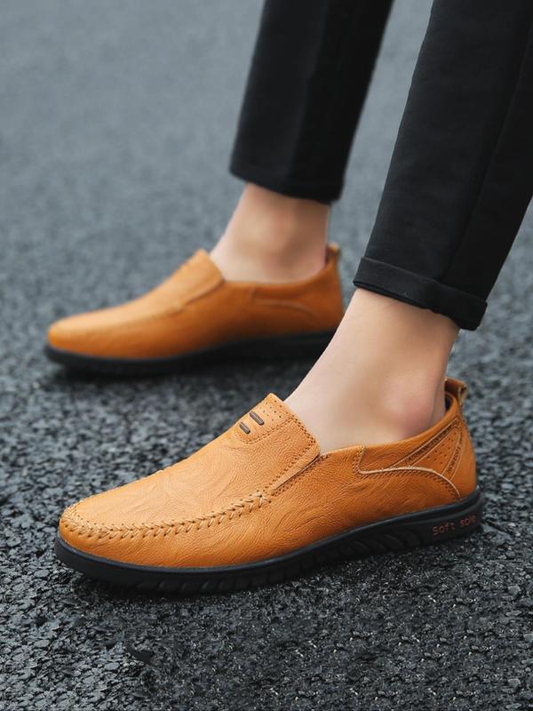 Men's Fashionable Plain Color Slip on Loafers, Casual Comfortable Soft Sole Non-slip Shoes, All-match Commuter Shoes for Work & Daily Wear