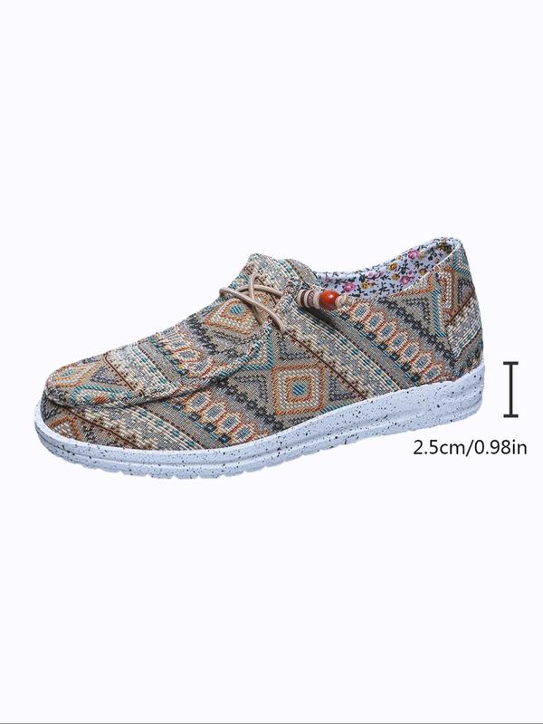 Women's Fashionable Boho Style Low Top Slip on Shoes, 1 Pair Casual Comfortable Round Toe Low Top Canvas Shoes for Daily Wear, Perfect for Women & Girls, Spring New Trendy Footwear