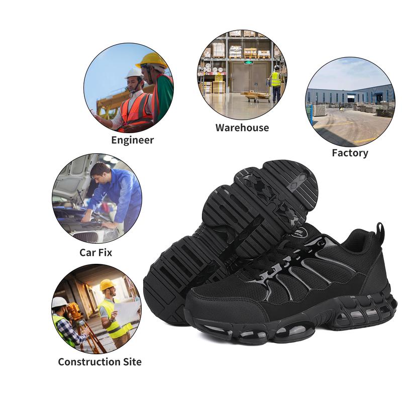 Steel toe sports shoes are puncture and smash resistant, suitable for construction site workers and outdoor travel footwear, lightweight, non-slip safety boots, comfortable