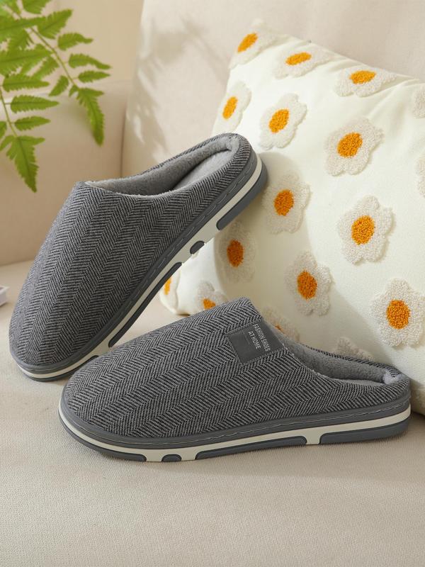 Women's Letter Patched Design Plush Slippers, Casual Soft Comfortable Home Slippers, Warm Slippers for Indoor & Outdoor Use for Fall & Winter