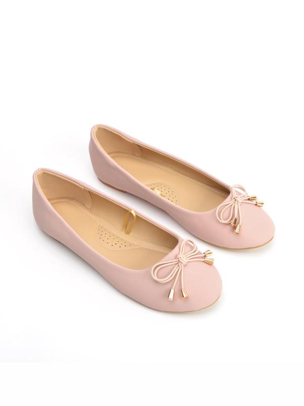 Women's Elegant Style Solid Color Bow Decor Slip on Flats, Casual Comfortable Soft Sole Shoes for Daily & Commuting Wear