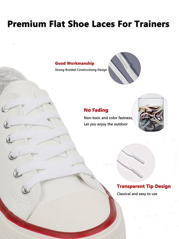 Solid Color Flat Shoelaces, Casual Simple Shoes Accessories for Women & Men, Shoes Accessories for Daily Use