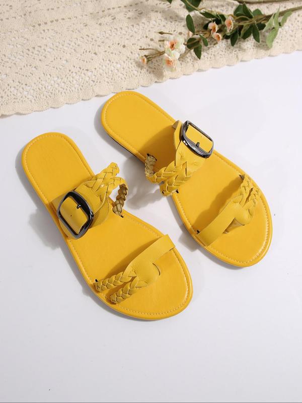 Women's Fashionable Braid Design Slides, Casual Comfortable Flat Sandals for Summer, Lightweight Breathable Shoes for Daily Wear