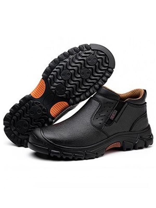 Men's Casual Fashion Slip on Work Shoes, Lightweight Breathable Comfortable Anti-smash and Anti-puncture Shoes, Safety Shoes for Work