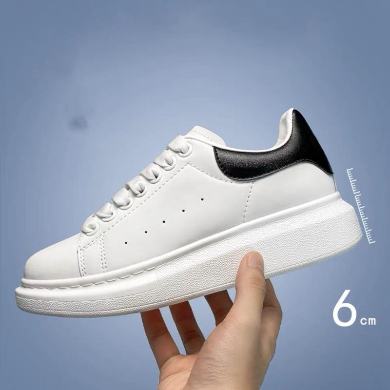 McQueen white shoes classic black tail heightening thick bottom men and women casual shoes MQ Closed Trainer