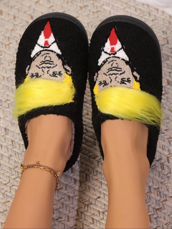 Women's Cartoon Figure Design Fluffy Slippers, Casual Soft Comfortable Home Slippers, Warm Slippers for Indoor & Outdoor Use for All Seasons