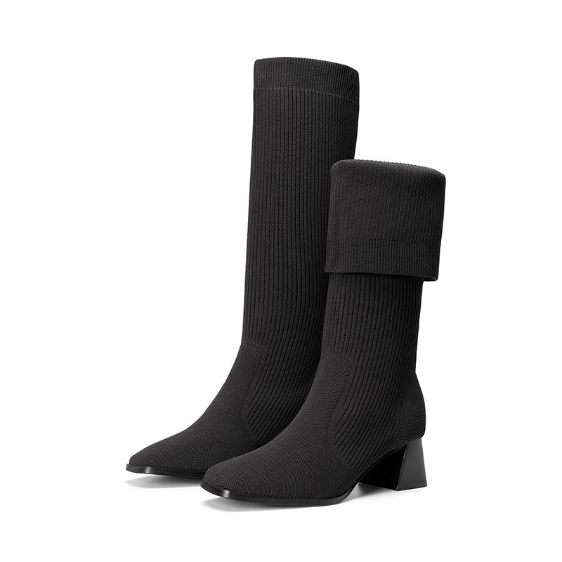 Dream Pairs Women's Block Heel Knee High Square Toe Boots