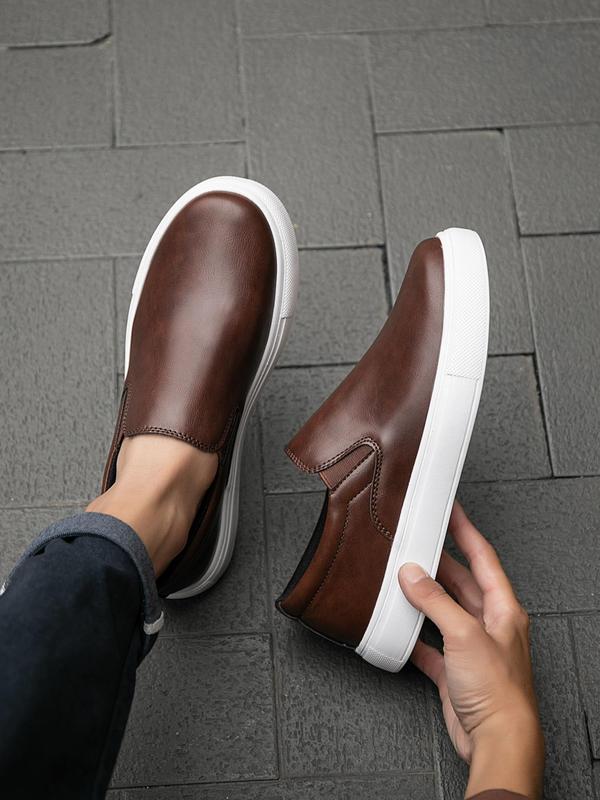 Men's Fashionable Solid Color Slip on Skate Shoes, Casual Comfortable Non-slip Skate Shoes, Business Male Shoes for Daily Wear