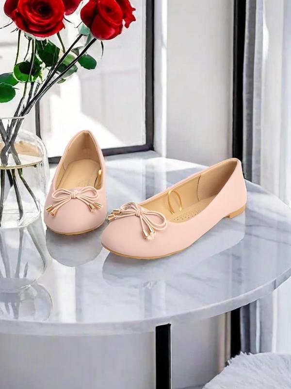 Women's Elegant Style Solid Color Bow Decor Slip on Flats, Casual Comfortable Soft Sole Shoes for Daily & Commuting Wear