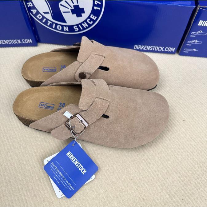 Men's BK Genuine Leather Birkenstock-Style Slip-On Shoes: Trendy, Versatile, Retro Half-Door Design for Fall Fashion