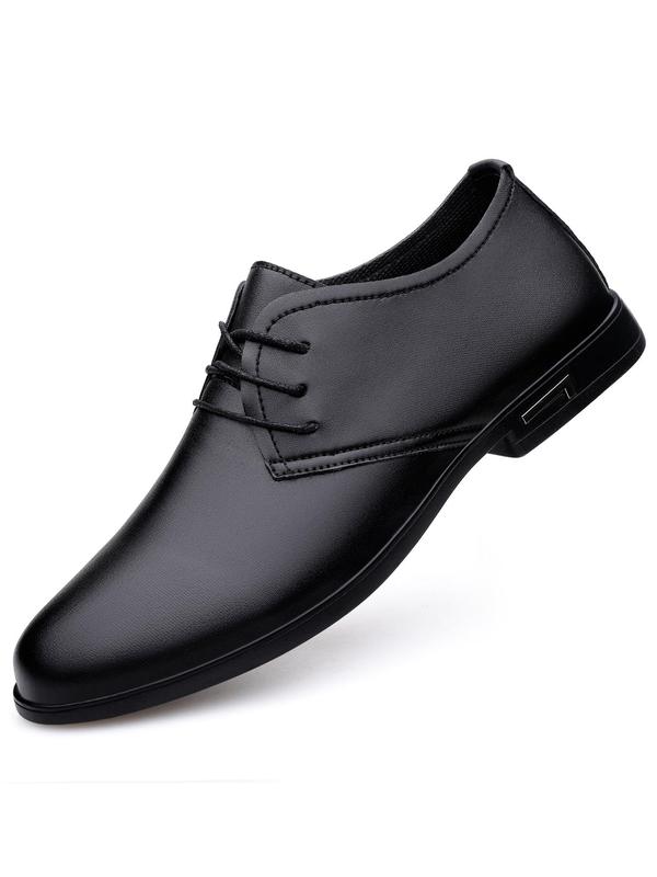 Men's Summer Minimalist Elegant Plain Round Toe Lace Up Dress Shoes, Business Style Dress Shoes, Business Solid Color Lace Up Low Heel Dress Shoes for Work Office