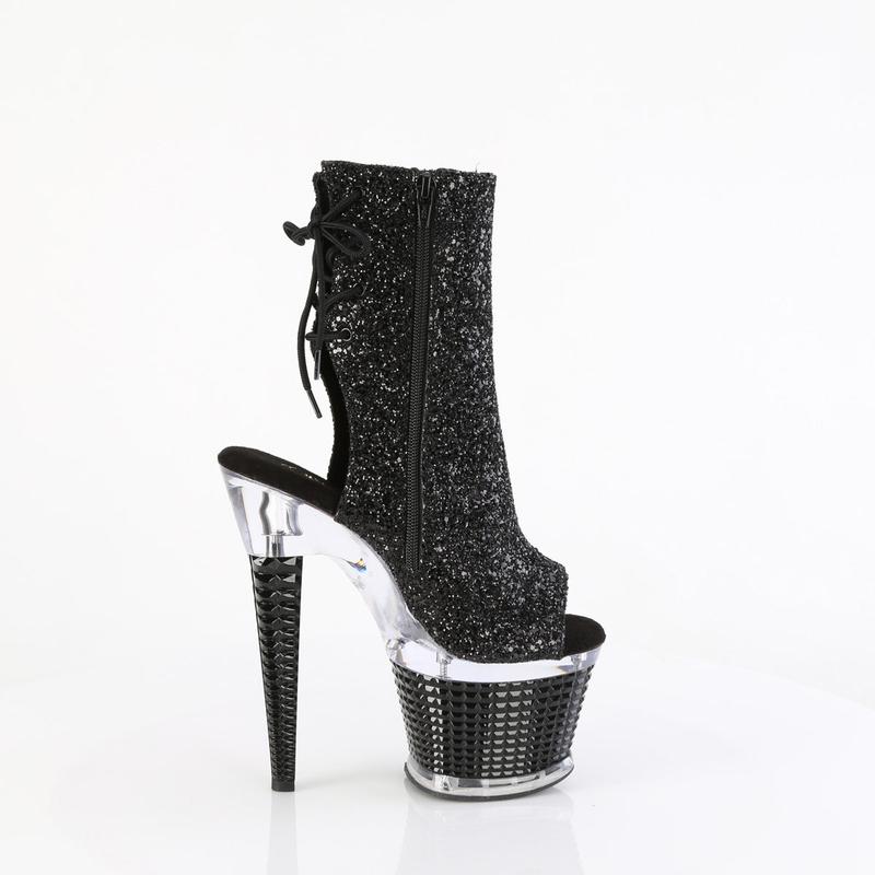 7 Inch Heel SPECTATOR-1018G Black Glitter