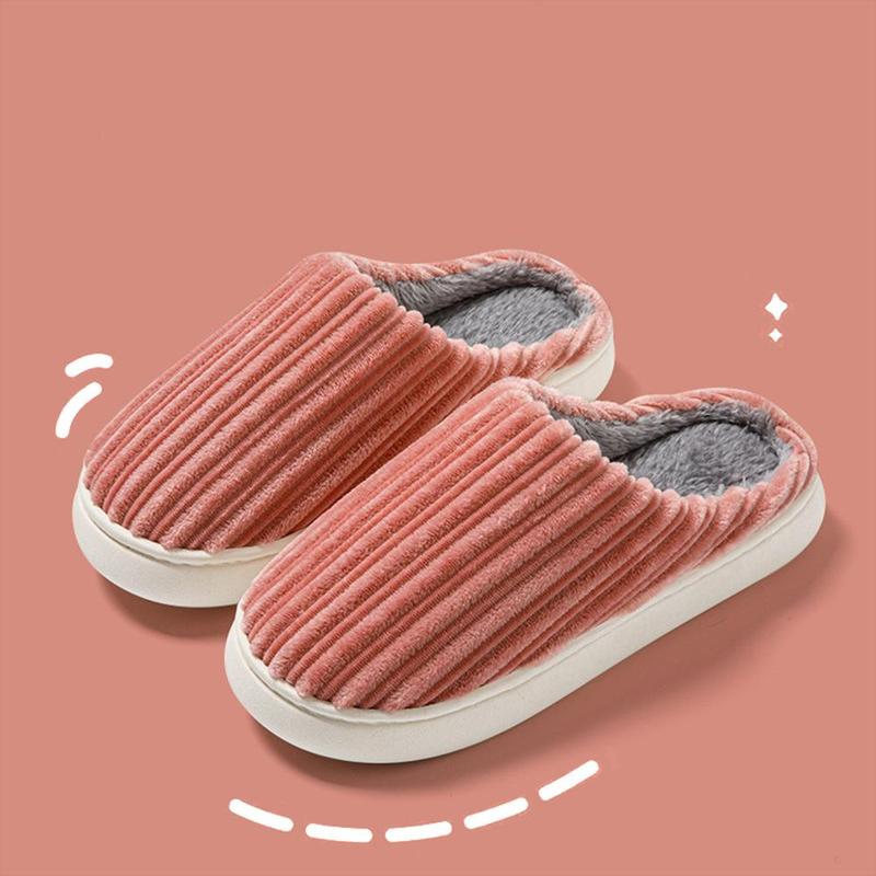 Womens Slippers Warm Plush Lined Slippers Casual Anti-Slip House Shoes Comfortable Indoor Home Slippers