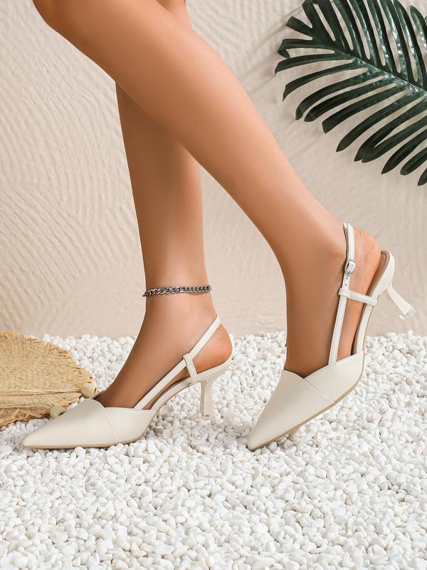 Women's Elegant Solid Color Pointed Toe Singback High Heel Shoes, Fashionable Buckle Design Heels for Party, Daily Clothing Decor for Women & Girls