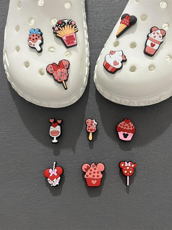 12pcs set Cute Cartoon Ice Cream Shoe Croc Charms, Comfort Shoes Decoration for Women & Girls, Gift for Diy, All-match Fashion Shoes Accessories for Daily Wear