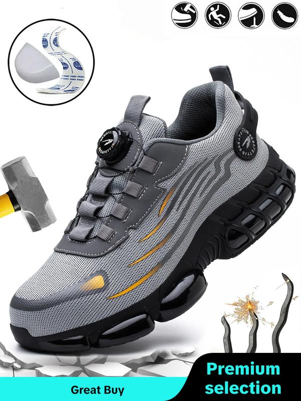 Men's Steel Toe Cap Air Cushion Sneakers, Lightweight & Comfortable Mesh Sneakers, Safety Shoes for Work