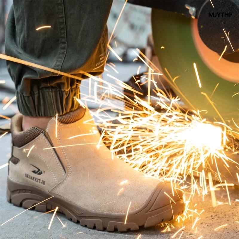 Steel Toe Weddling Shoes for Men Work Boots Indestructible Comfortable Safety Shoes Slip Resistant Work Shoes Construction Composite Toe Boots