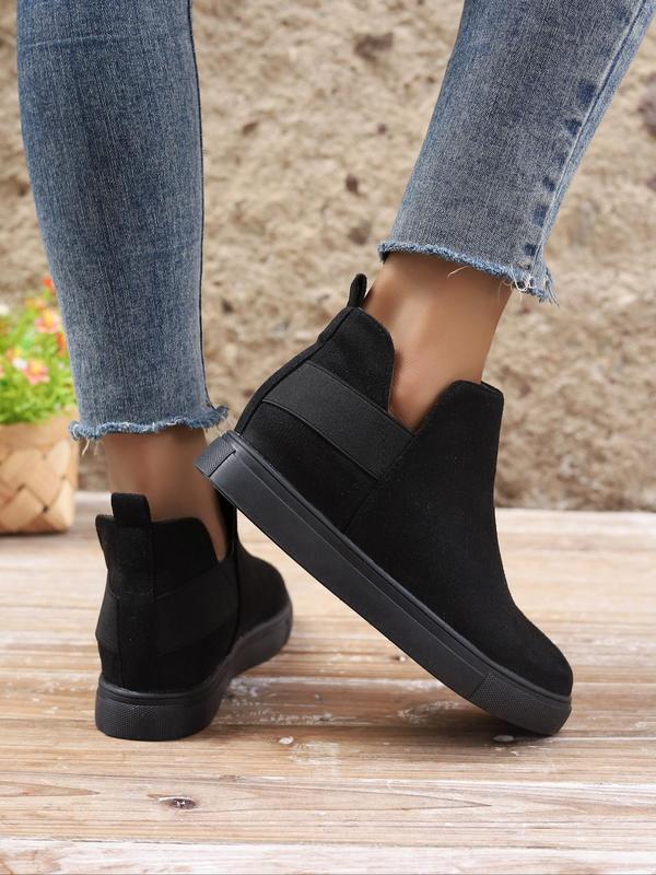 Women's Fashionable Solid Color Slip-on Platform Boots, Casual Comfortable Boots for Daily Wear, Female All-match Trend Shoes for Daily Wear