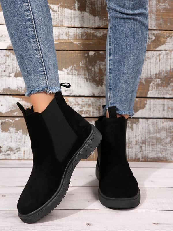 Women's Fashionable Solid Color Ankle Boots, Casual Comfortable Round Toe Boots for Daily Wear, Female All-match Trendy Shoes for Daily Wear