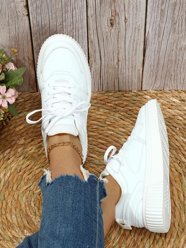 Fashionable Colorblock Lace Up Low Top Designer Sneakers, Casual Comfortable Breathable Skate Walking Shoes, Female All-match Round Toe Footwear Shoes for Trainer Daily Wear, Cute Sneakers, Fall Shoes 2024