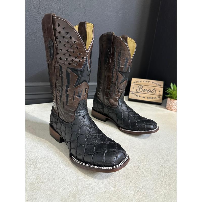 Franco Black Men Cowboy Boots