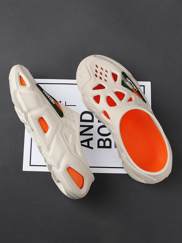 Men's Casual Hollow Out Design Clogs, Breathable Comfortable Non-slip Slippers, Soft Sole Slippers for Indoor & Outdoor Wear