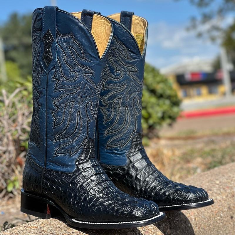 MENS BLACK AND BLUE WESTERN BOOTS