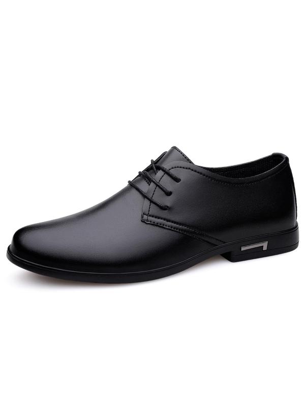 Men's Summer Minimalist Elegant Plain Round Toe Lace Up Dress Shoes, Business Style Dress Shoes, Business Solid Color Lace Up Low Heel Dress Shoes for Work Office