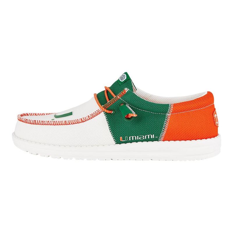 HEYDUDE Wally Tri Miami Hurricanes - Mens Comfortable Slip on Shoes