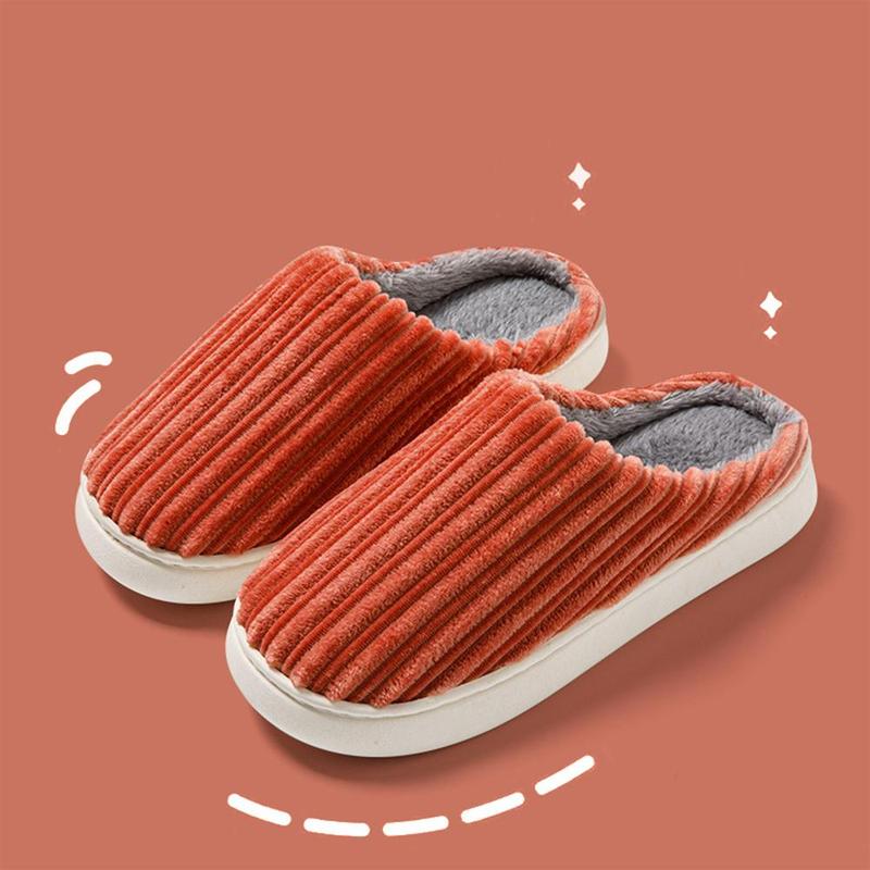 Womens Slippers Warm Plush Lined Slippers Casual Anti-Slip House Shoes Comfortable Indoor Home Slippers