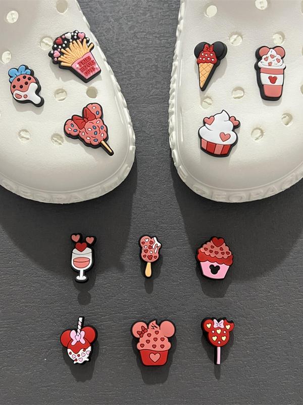 12pcs set Cute Cartoon Ice Cream Shoe Croc Charms, Comfort Shoes Decoration for Women & Girls, Gift for Diy, All-match Fashion Shoes Accessories for Daily Wear