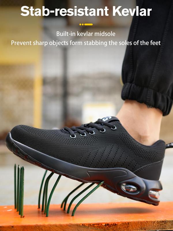 Men's Lightweight Air Cushion Anti-smashing Anti-puncture Work Shoes,  Shoes for Healthcare Workers, Mens Sneakers, Lace Up Low Top Safety Shoes for Men, Breathable Comfortable Non-slip Shoes for Work Fall Outfits Fall Freshness