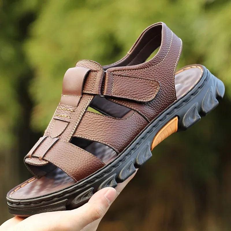 Sandals Men's Beach Shoes Artificial leather Slippers Outdoor Non-slip Thick-soled Leather Sandals for Mens Casual Shoes