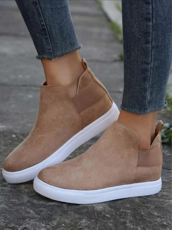 Women's Fashionable Solid Color Slip-on Platform Boots, Casual Comfortable Boots for Daily Wear, Female All-match Trend Shoes for Daily Wear