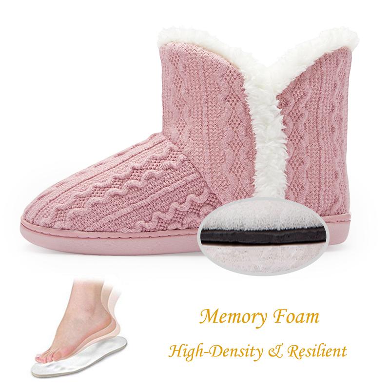 NineCiFun Women's Fuzzy Winter Boot Slippers Knitted Ankle Boots Slippers Warm House Shoes Outdoor Indoor with Plush Fur Lining