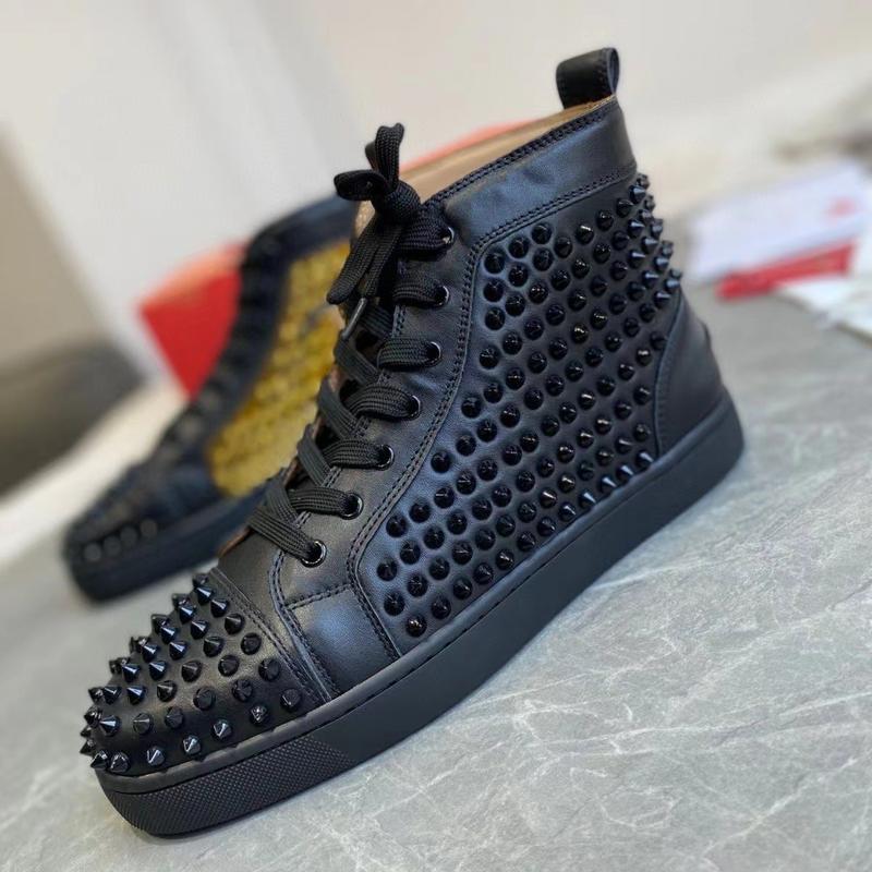 CL red-soled shoes, low-top leather shoes, rivets, rhinestones, trendy men's non-slip and wear-resistant lace-up board shoes, casual and breathable