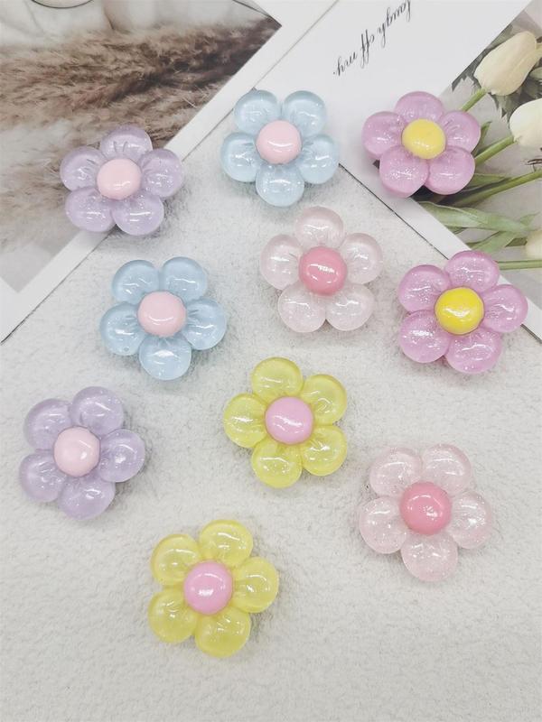 Summer Lovely Shiny Transparent Flower Shoe Charms, Girl Cute Cartoon Shoe Decoration for Clogs, Comfort Footwear Diy Decoration Accessories