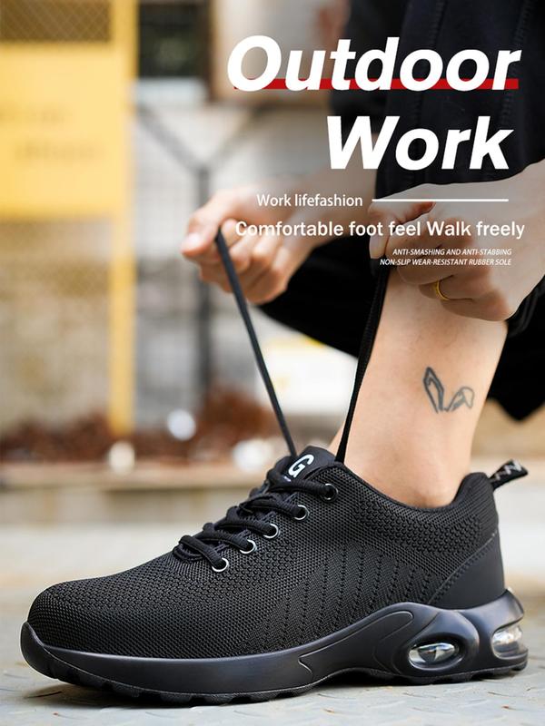 Men's Lightweight Air Cushion Anti-smashing Anti-puncture Work Shoes,  Shoes for Healthcare Workers, Mens Sneakers, Lace Up Low Top Safety Shoes for Men, Breathable Comfortable Non-slip Shoes for Work Fall Outfits Fall Freshness