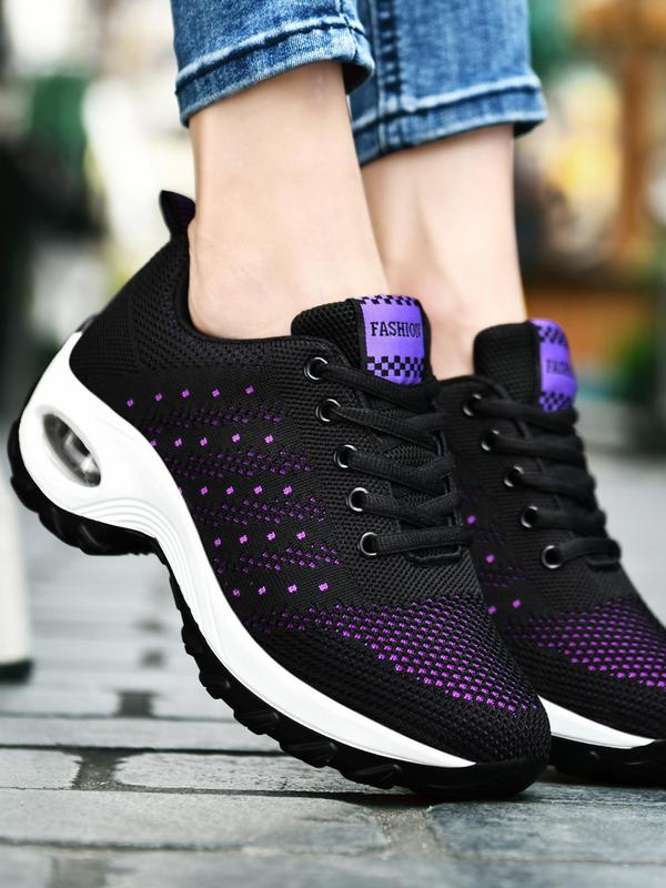 Women's Sporty Lace Up Low Top Sneakers (1 Pair), Casual Comfortable Breathable Running Sports Shoes, Fashionable Sneakers for Daily Wear for Women & Girls