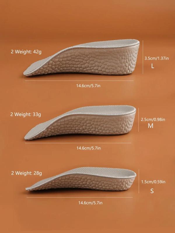 1 Pair Solid Color Shoe Insoles, Heightening Insoles, Half Insoles, Heel Insoles, Arch Support, Shock Absorbing Insoles, Casual Heel Cushion for Women & Men