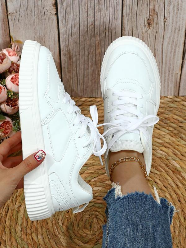 Fashionable Colorblock Lace Up Low Top Designer Sneakers, Casual Comfortable Breathable Skate Walking Shoes, Female All-match Round Toe Footwear Shoes for Trainer Daily Wear, Cute Sneakers, Fall Shoes 2024